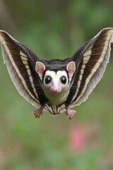 Fototapeta premium A flying sugar glider with large wings, showcasing its unique features in a natural setting.