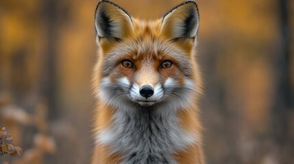 Fototapeta premium A close-up portrait of a fox with vibrant fur and expressive eyes in a natural setting.