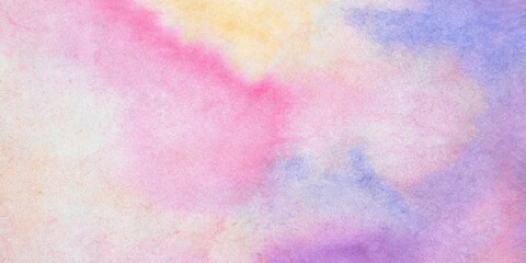Soft Pastel Watercolor Wash Abstract Background with Pink, Yellow, and Purple Hues