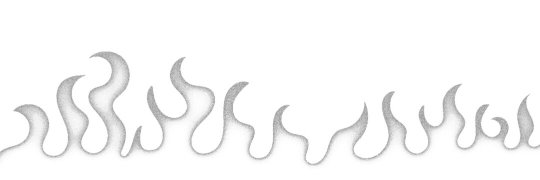 Flames gothic in stipple noise background. Fire dots neo tribal elements
