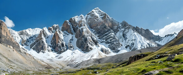 Beautiful breathtaking swiss mountains landscape. A background or banner for package or outdoor design 