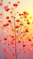 Orange and Red Flower Bloom in Soft Sunset Light: A Stunning Artistic Botanical Illustration