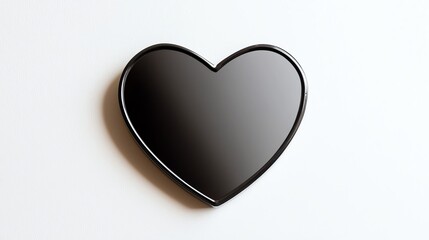 Fototapeta premium A sleek, black heart-shaped object on a light surface, exuding a modern and minimalist aesthetic.