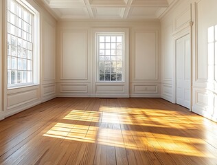 Fototapeta premium Sunlit AntiqueRoom With Hardwood Floors