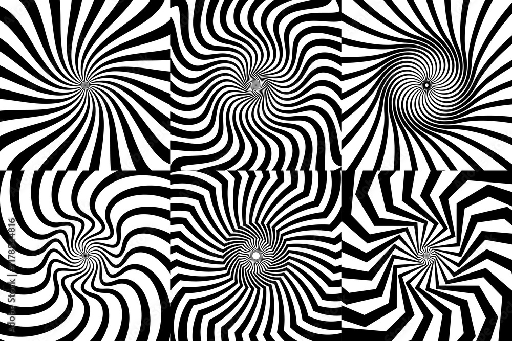Leinwandbilder psychedelic hypnotic spiral pattern backgrounds of vector hypnosis swirls. optical illusion effect o