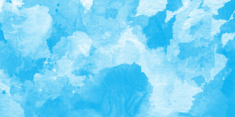 watercolor scraped grungy paper texture, Blue sky clouds texture, Hand painted cloudy sky blue watercolor background, Creative vintage light sky blue background with various clouds and fog.