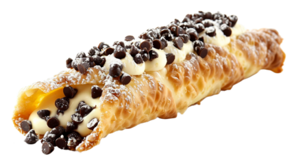 Golden Cannoli on white background PNG.