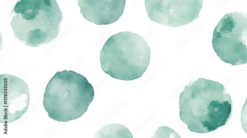 Poster Symmetrical arrangement of minimalist mint dots creating an artistic design on a white background