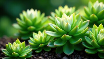 Fototapeta premium Sedum spurium with white flowers and greenery, sedum, succulent