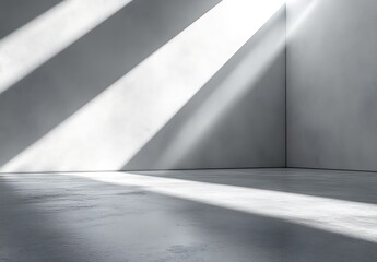 Sunlit Concrete Room Corner with Shadows