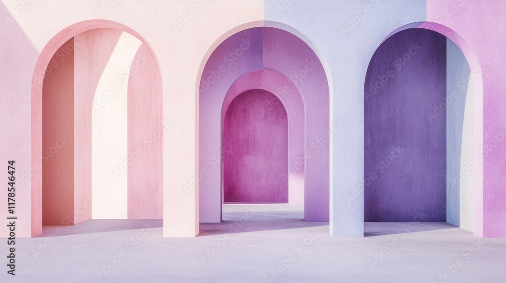 Poster elegant pastel lavender and pink arcs create a harmonious modern composition in a serene space