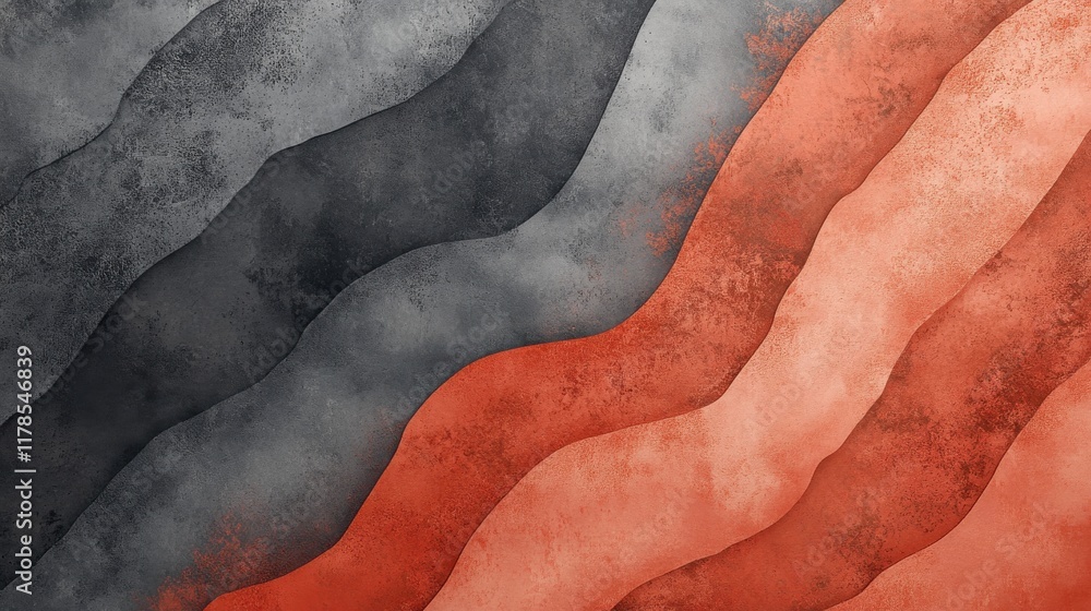 Poster elegant coral smoothly transitions into gray, showcasing depth and texture with a flowing gradient p