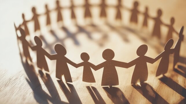 Paper figures forming a circle of unity and connection
