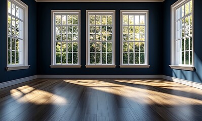 Sunlit Empty Room with Large Windows
