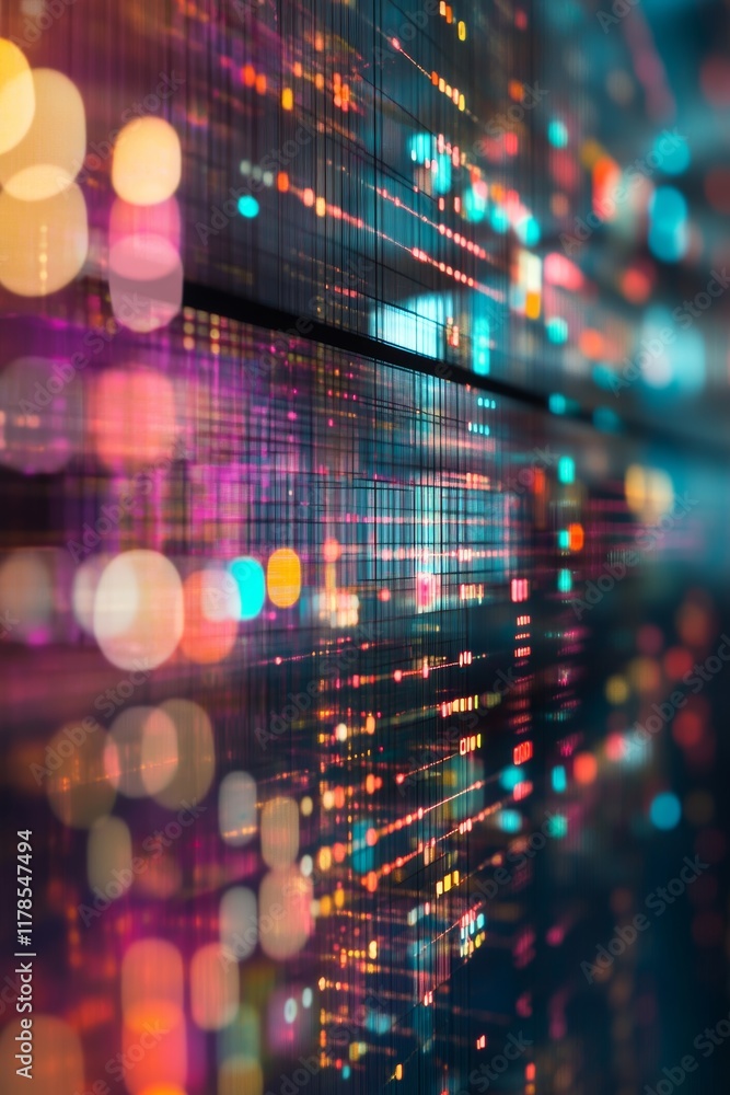 Poster this abstract image features a colorful data structure with a patterned layout, illustrating big dat