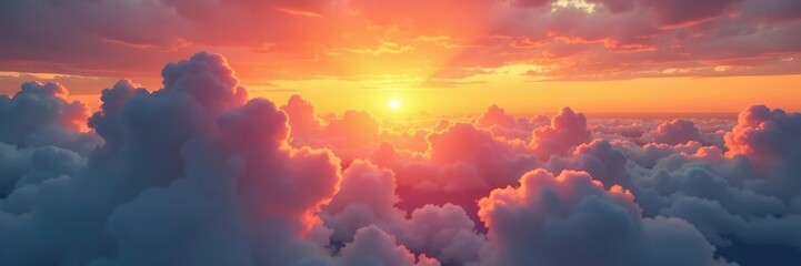 Fototapeta premium Morning sunrise with clouds in the background, morning, warm