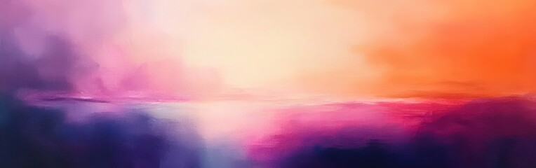 Fototapeta premium Vivid abstract painting showcasing indigo, sunset orange, and fuchsia pink blending into an emotional experience