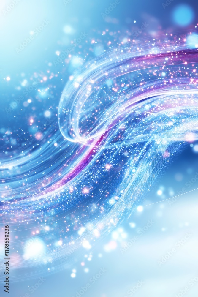 Poster abstract data visualization stream with colorful light effects in a dynamic background space
