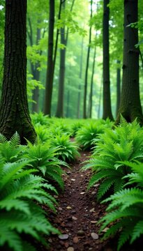 Pteridium aquilinum var La Tusculum ferns in forest, natural, la tusculum, trees