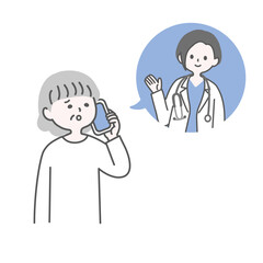 医者に電話するシニア女性の患者