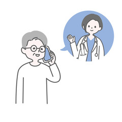 医者に電話するシニア男性の患者