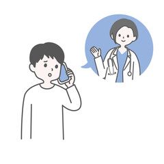 医者に電話する男性の患者