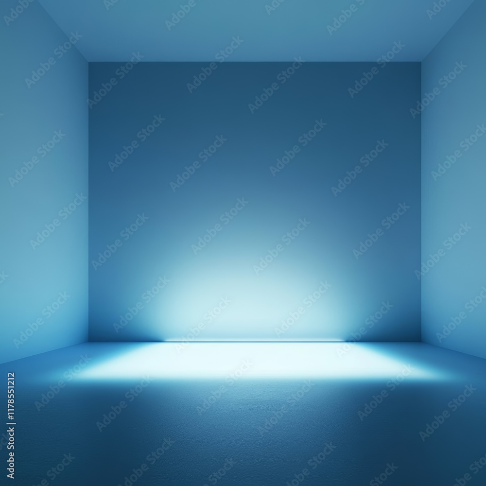 Poster this minimalist image features a glowing light illuminating an empty space, creating a serene and tr