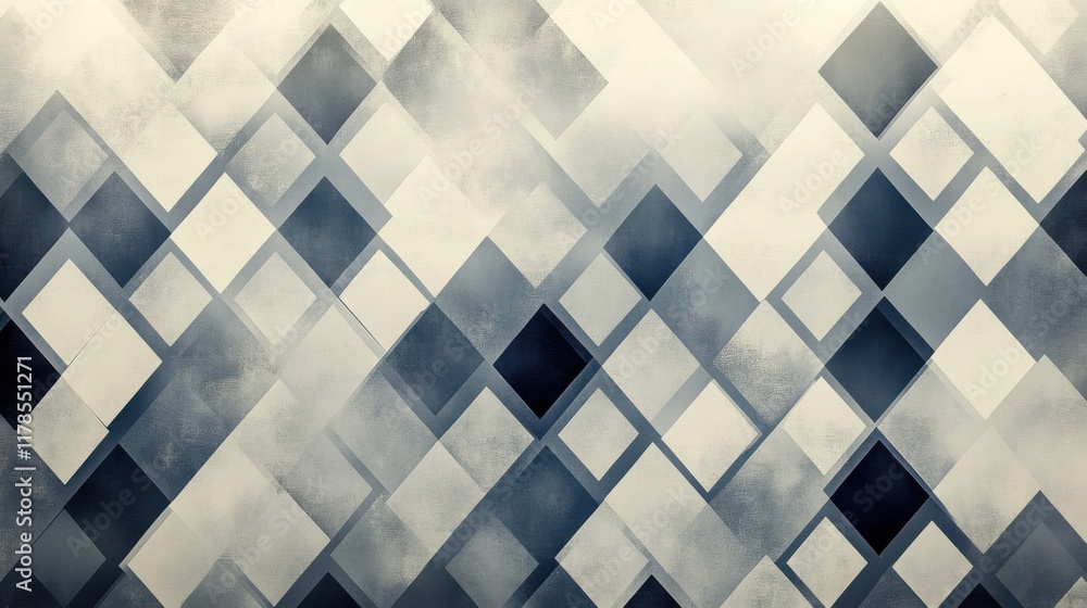 Poster sophisticated design featuring navy blue diamonds on a soft gray gradient for a professional backdro