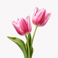 Naklejka premium Vibrant pink tulips blooming beautifully.