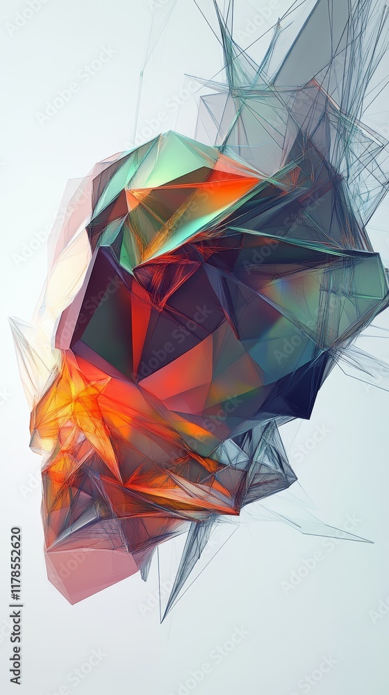 Poster a colorful, abstract image of a face with a triangle on the forehead