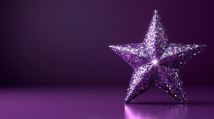 Obraz premium Sparkling purple star on dark background.
