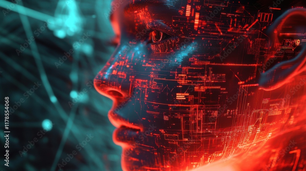 Fototapete futuristic fusion of financial data and artificial intelligence in an abstract design