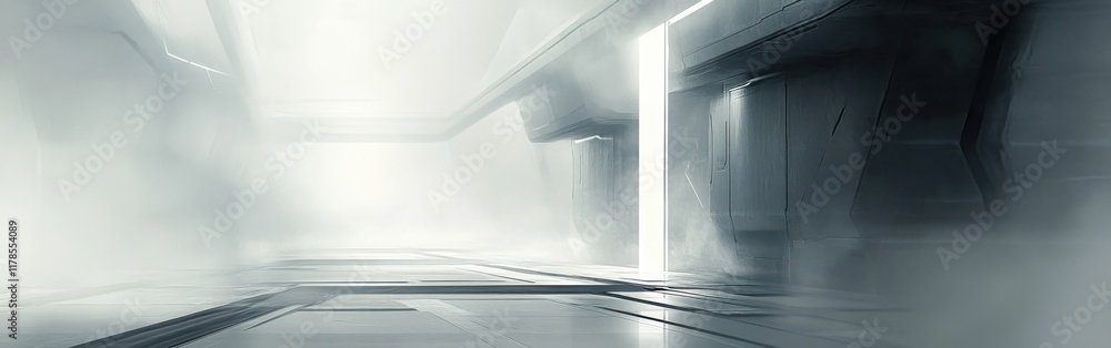 Aufkleber futuristic environment with mirrored surfaces and smoky atmosphere showcasing sleek design elements