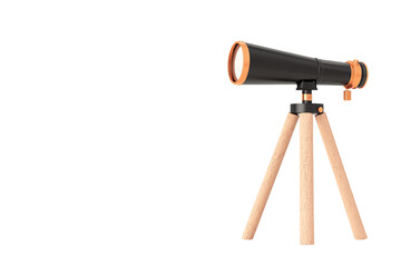 A sleek telescope with a wooden tripod, designed for stargazing and exploring distant objects in the night sky.