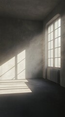 Fototapeta premium Light and Shadow Play in Minimalist Interior Space Scene