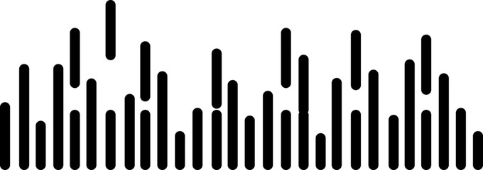 Podcast sound waves and audio soundwave of voice message record icon. Music player sound bar. Record interface. Equalizer with sound wave line used for mobile phone isolated on transparent background.