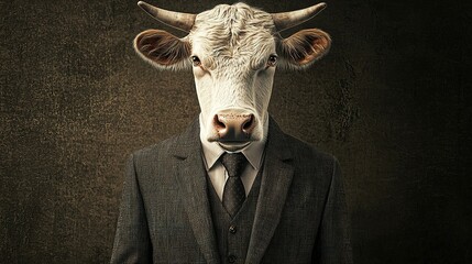 Cow in Suit: A Surreal Portrait