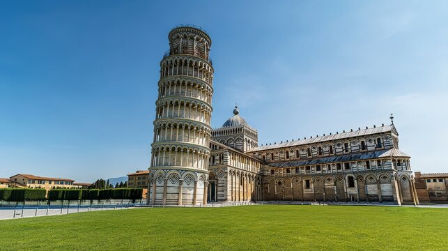 Explore the leaning tower of pisa italy architectural marvel cultural landmark summer day wide angle perspective