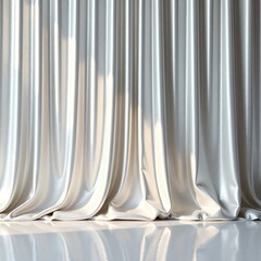 metallic white curtain with reflective surface, shining metallic white, metallic white curtain reflection