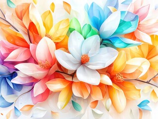 Fototapeta premium Vibrant Magnolia Blossom Bouquet.