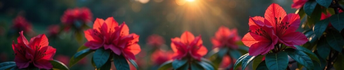 Gentle glow on Carpathian rhododendron blooms, nature, rhododendron, evening