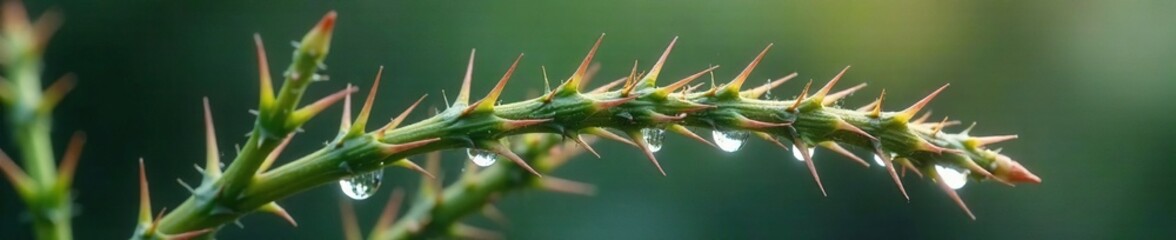 Obraz premium Silvery water droplets cling to thorny Bromus erectus stem, trocken, wildkeit, natur