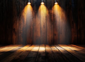 Wooden Floor with Three Spotlights
