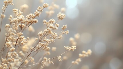 Serene Winter Wildflowers Delicate Beige Blooms in Soft Focus