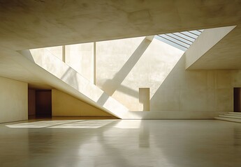 Obraz premium Modern minimalist architecture interior sunlight