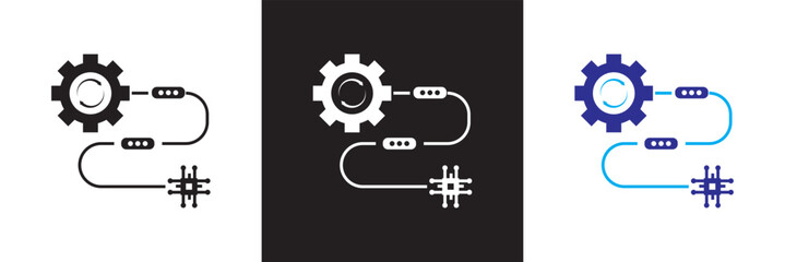 Business automation icon . Containing process, digital transformation, business, integration etc icon. isolated on white and black background. vector illustration. EPS 10