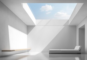 Fototapeta premium Modern Minimalist Room with Skylight and Chaise Lounge