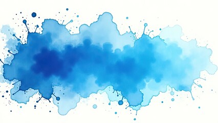 Obraz premium splash shades blue watercolor on paper background