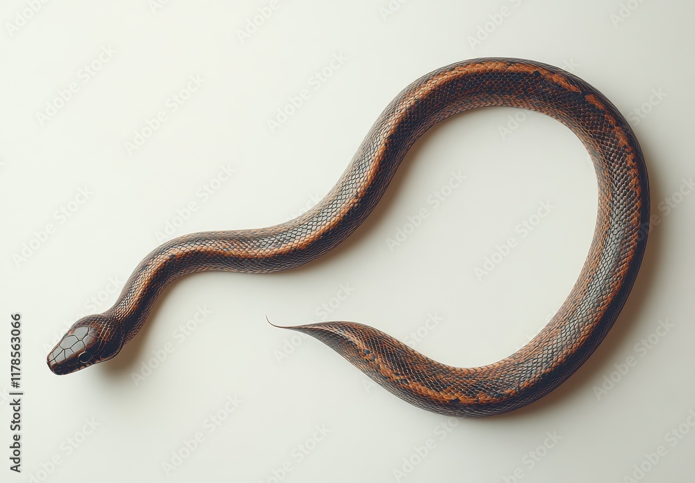 Poster detailed close-up of a colorful snake with intricate patterns on a plain background for nature and a