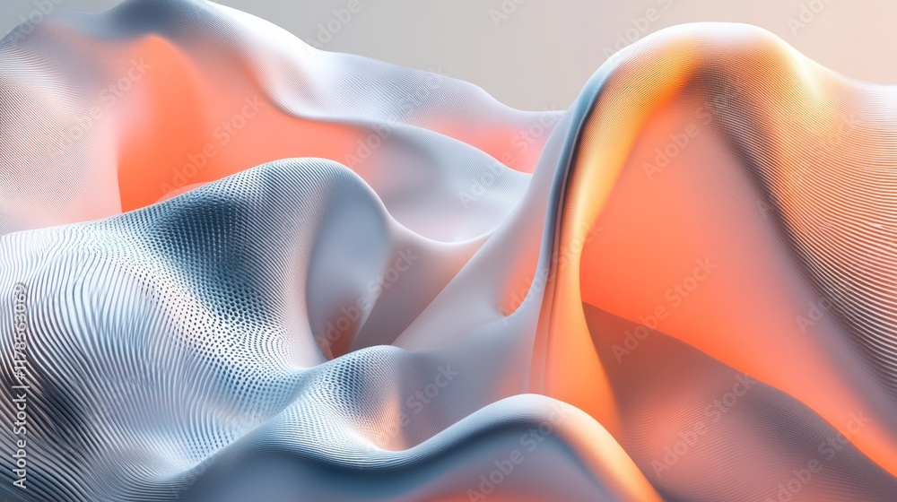 Poster this captivating graphic features surreal morphing waves with soft gradients, creating an abstract r